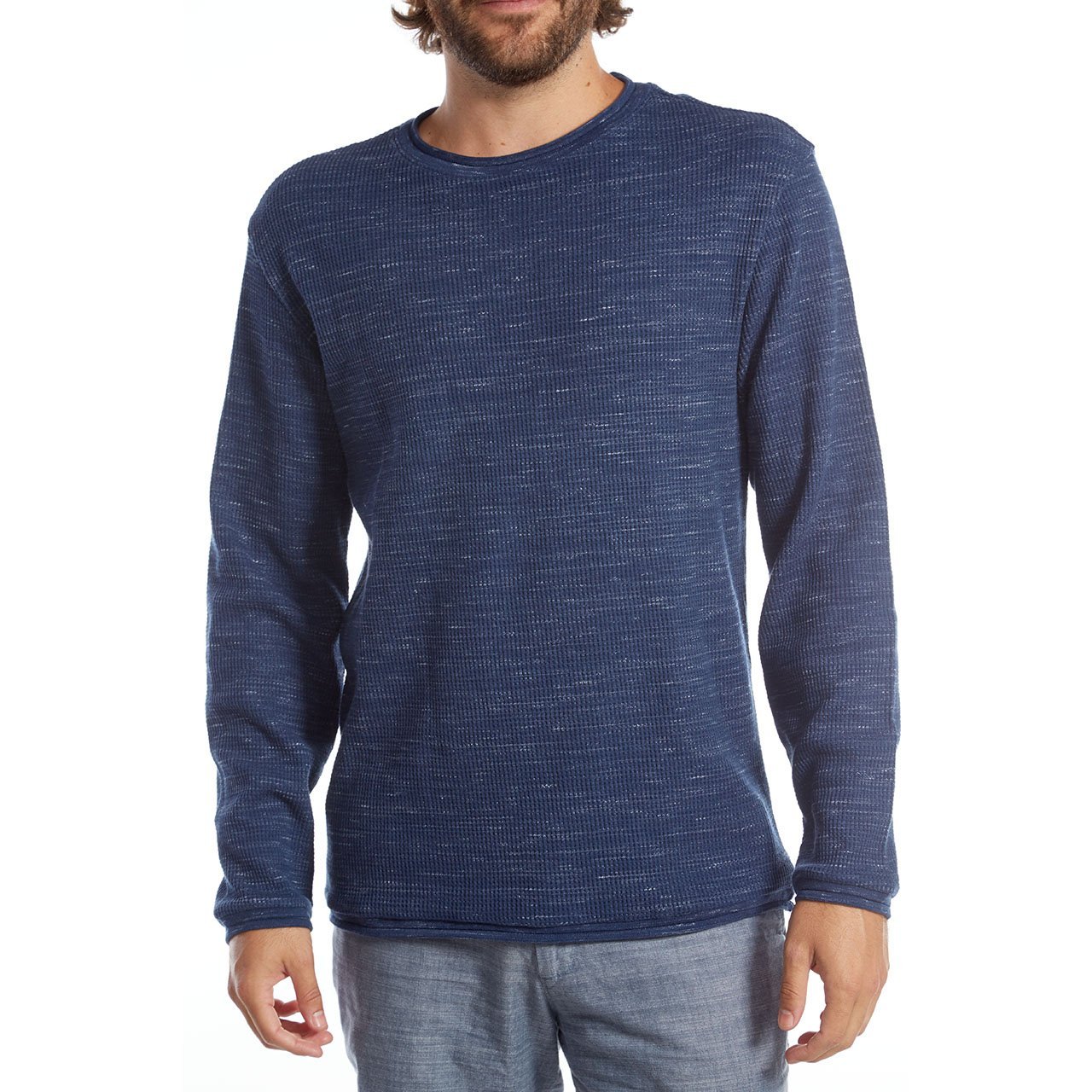 Andres Long Sleeve Waffle Tee in waffle knit fabric, featuring a crew neck design, made from eco-friendly materials.