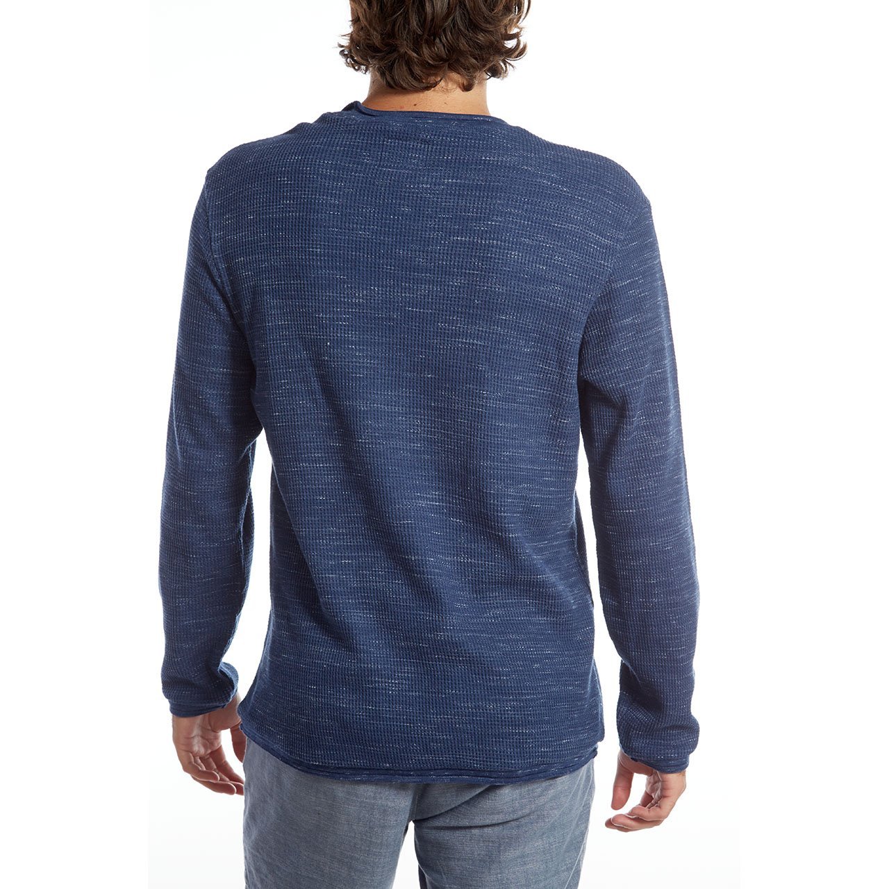 Andres Long Sleeve Waffle Tee in waffle knit fabric, featuring a crew neck design, made from eco-friendly materials.