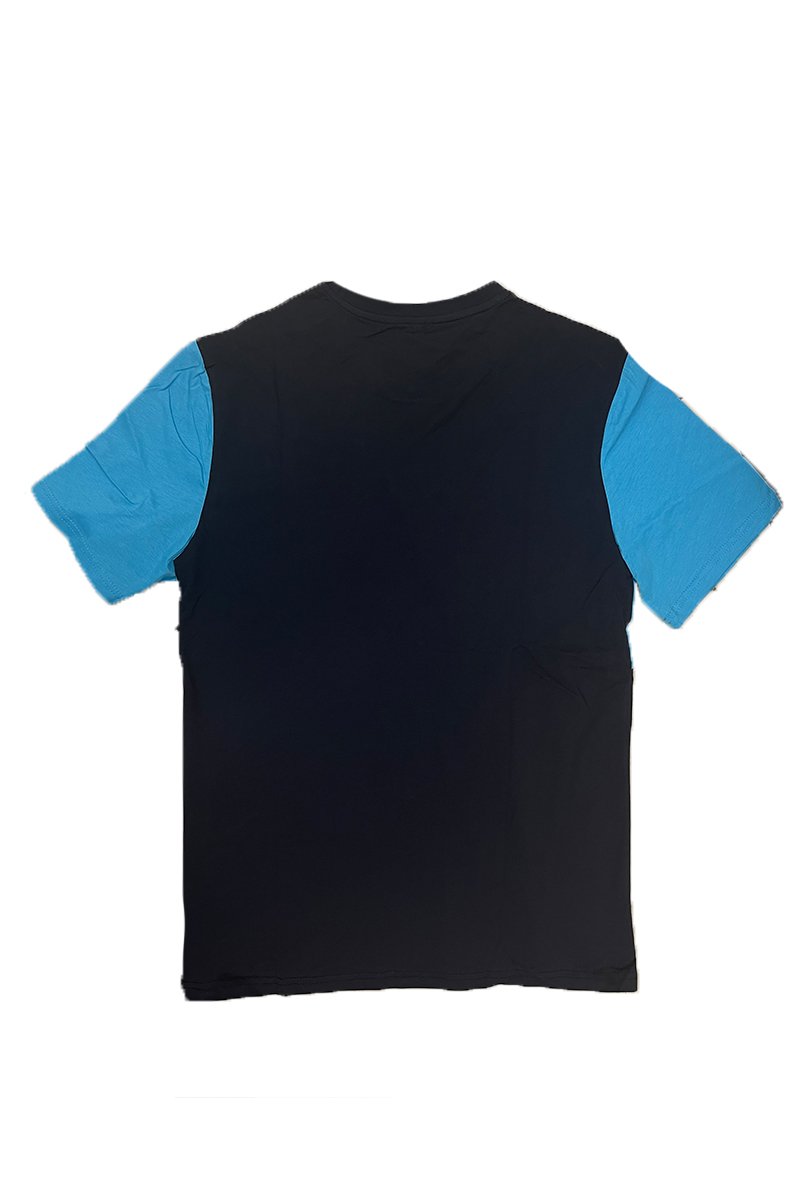 Angled Colorblock Tee featuring a modern design with vibrant colors, made from 100% cotton for comfort.