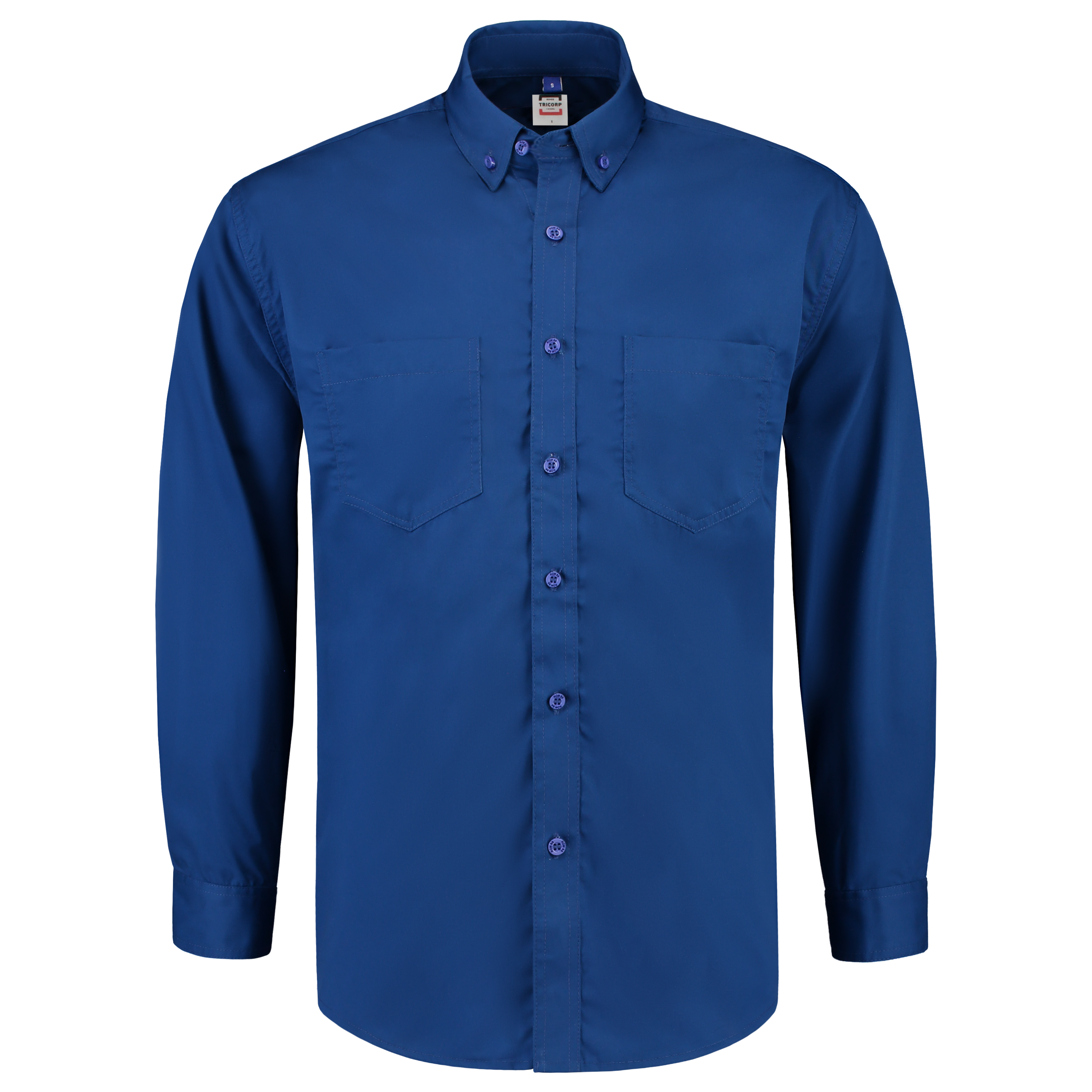 Langarm Arbeitshemd in klassischem Button-Down-Stil, aus 60% Baumwolle und 40% Polyester, in robuster Qualität.