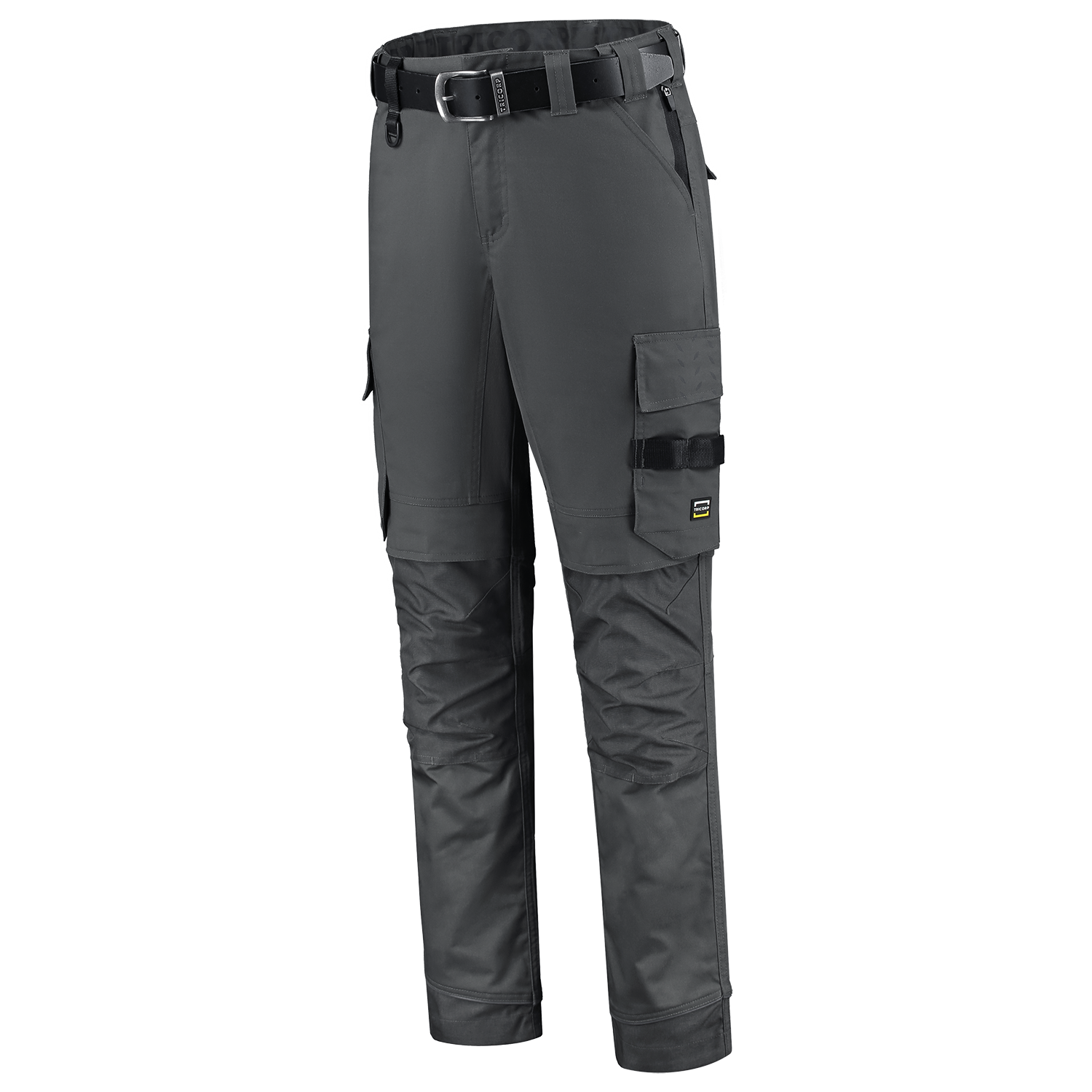 Arbeitshose Twill Cordura Stretch in Schwarz mit reflektierenden Details, elastischem Bund und praktischen Taschen für Werkzeuge.