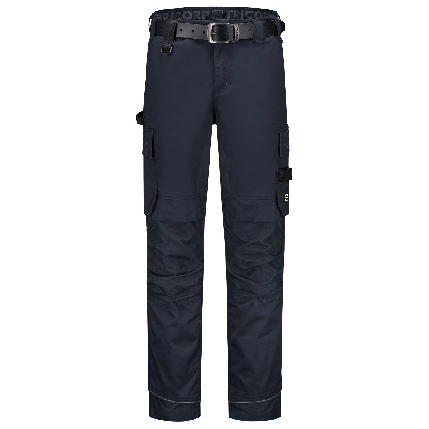 Arbeitshose Twill Cordura Stretch in Schwarz mit reflektierenden Details, elastischem Bund und praktischen Taschen für Werkzeuge.