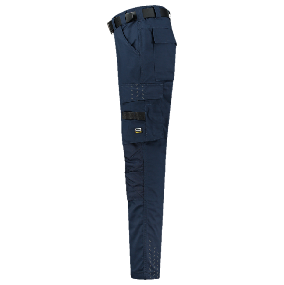 Arbeitshose Twill Cordura in verschiedenen Längen mit elastischem Bund und reflektierendem Aufdruck, ideal für Bau und Gartenbau.