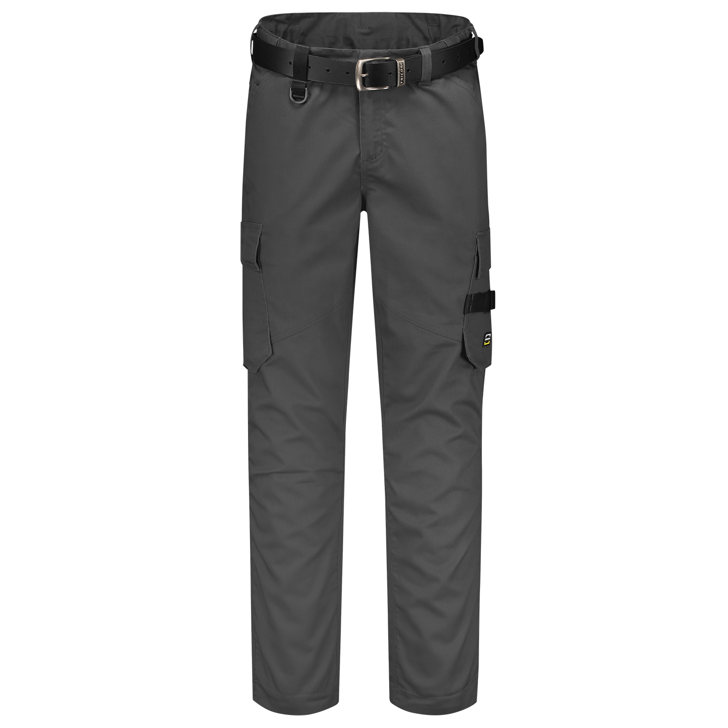 Arbeitshose Twill in Schwarz mit reflektierenden Details und verstellbarem Taillenbund, ideal für Logistik und Bau.