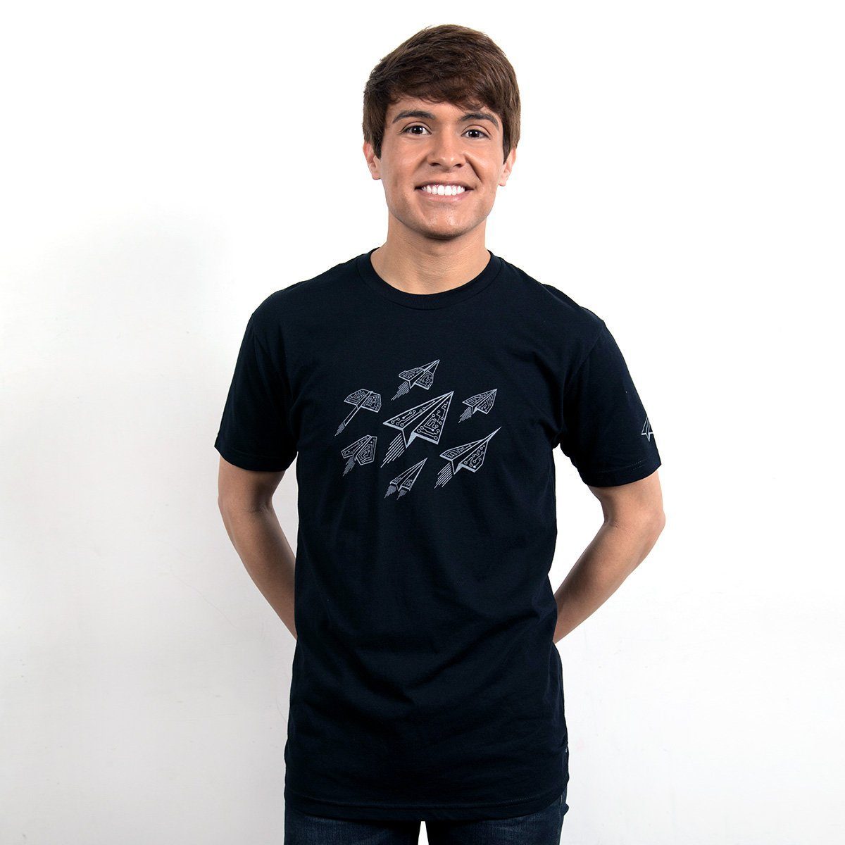 A premium fitted black Ascend T-Shirt made from soft ring-spun cotton and polyester blend, featuring a tagless collar and unique graphic design.