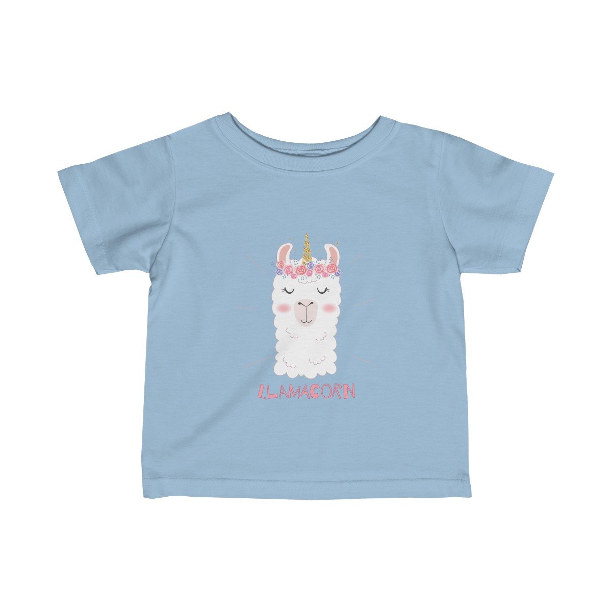 Baby Llamacorn Infant Girls Tee featuring a soft cotton fabric and colorful print, perfect for infants.