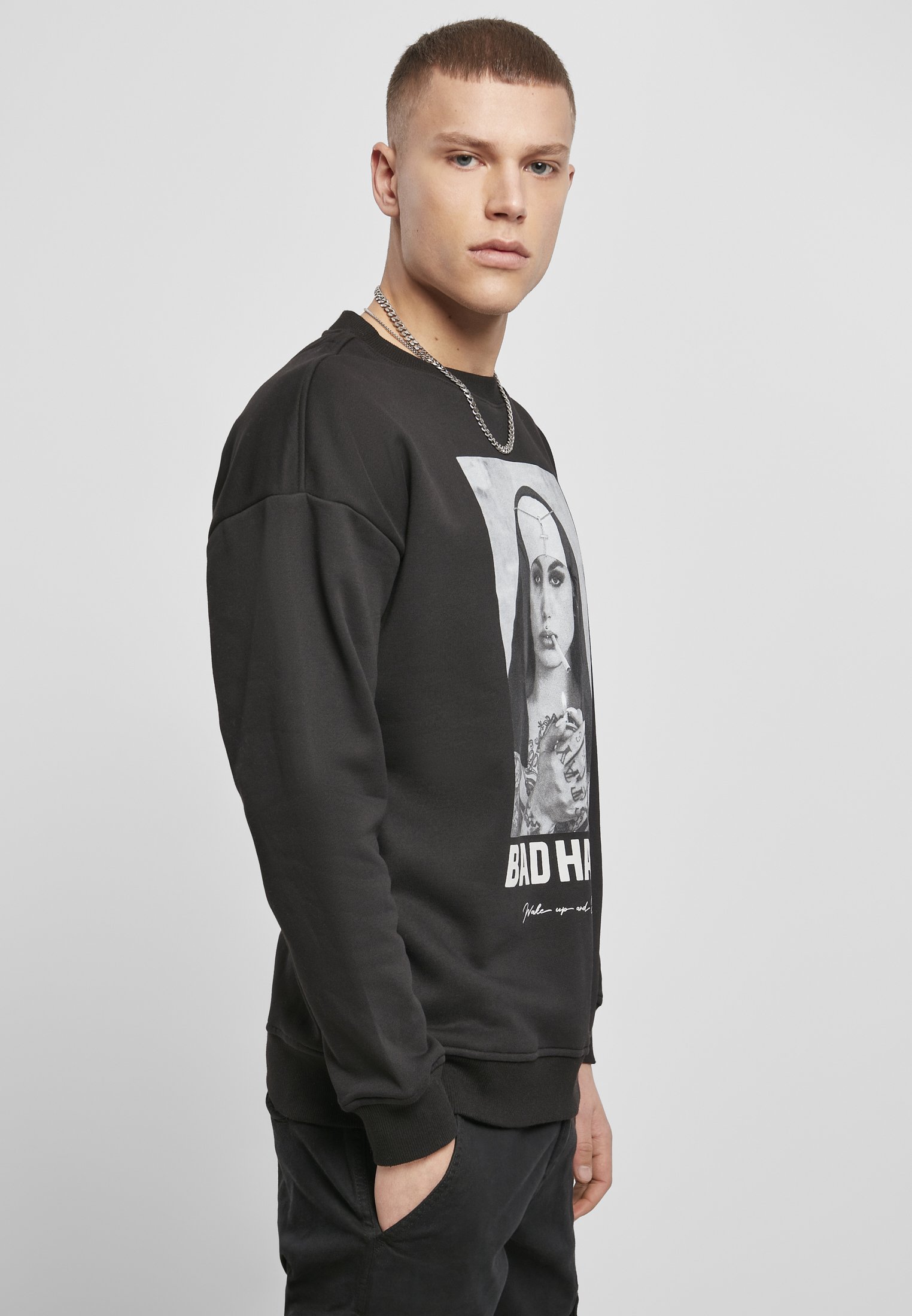 Bad Habit Crewneck Sweatshirt in a stylish design, featuring a soft cotton-polyester blend for comfort and durability.