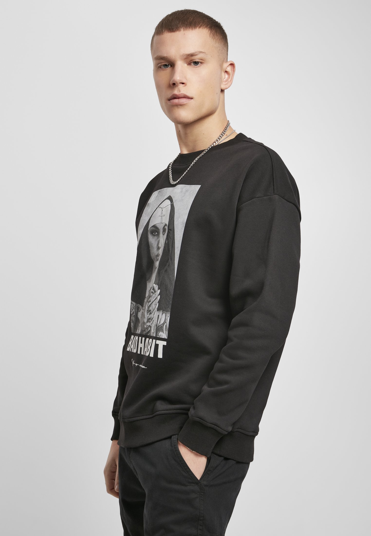 Bad Habit Crewneck Sweatshirt in a stylish design, featuring a soft cotton-polyester blend for comfort and durability.