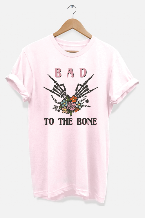 Bad to the Bone T-Shirt featuring bold graphic design on soft ring-spun cotton fabric, suitable for unisex wear.