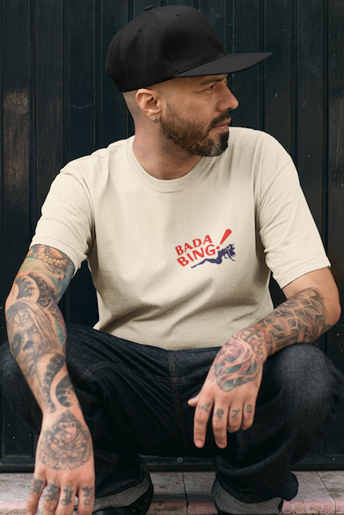 Bada Bing! Retro T-Shirt in soft ring-spun cotton, showcasing a stylish design suitable for unisex wear.