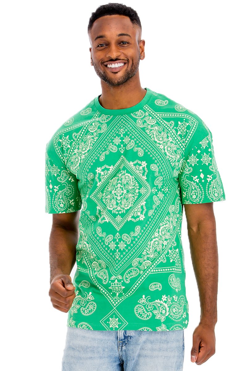 A stylish bandana print t-shirt made from 100% cotton, featuring a regular fit and vibrant design.