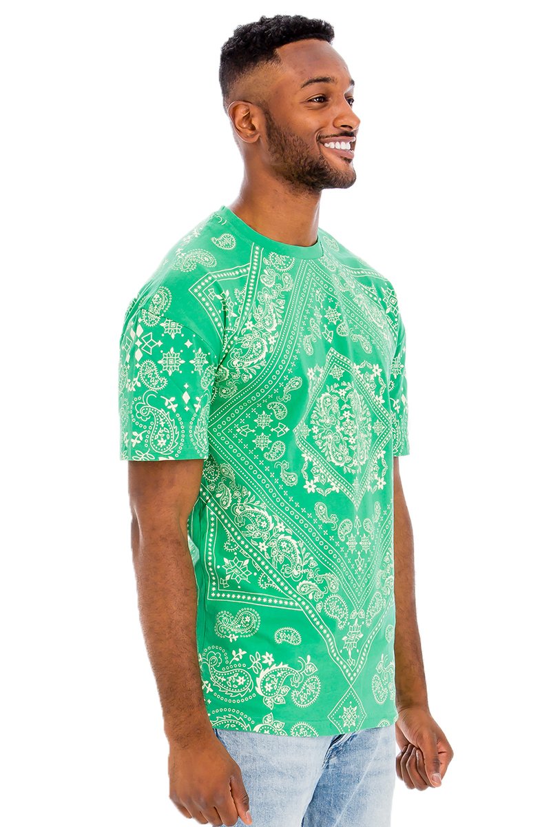 A stylish bandana print t-shirt made from 100% cotton, featuring a regular fit and vibrant design.