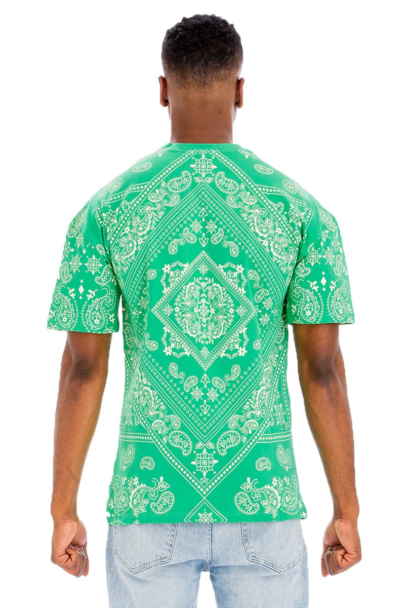 A stylish bandana print t-shirt made from 100% cotton, featuring a regular fit and vibrant design.