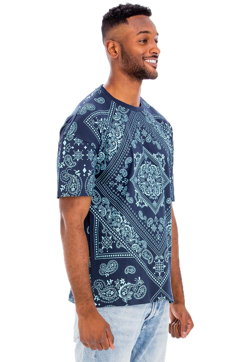 A stylish bandana print t-shirt made of 100% cotton, featuring a regular fit and vibrant design.