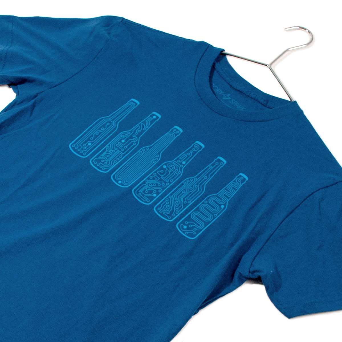 Bar Code T-Shirt in blue, made from 100% ring-spun cotton with unique design celebrating teamwork.