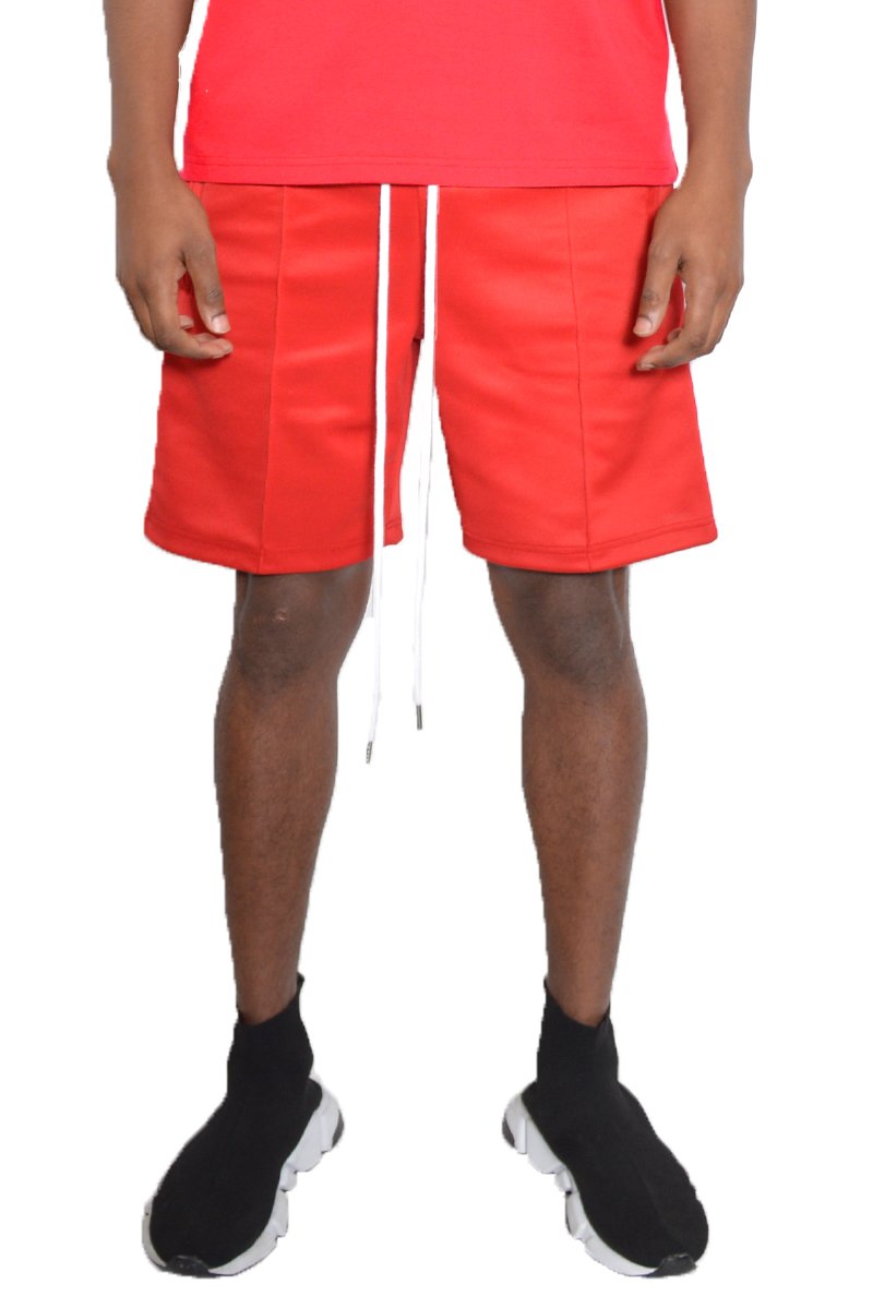 BESO Striped Shorts featuring an elastic waist and drawstring, made from polyester and spandex, with standard pockets.