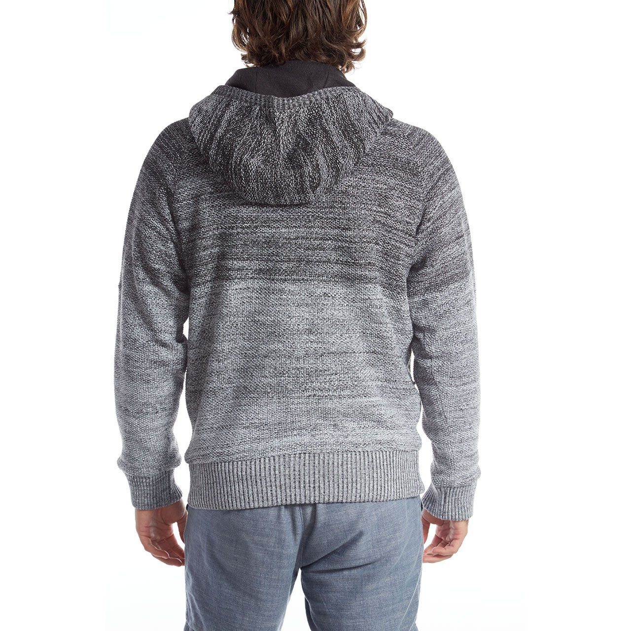 Bill Zip Up Hombre Sweater featuring a hood and zip closure, made from 100% polyester, available in various colors.