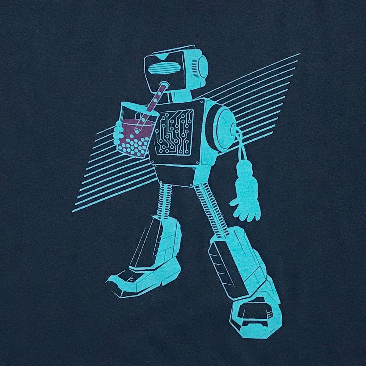 Boba Bot Dolman Shirt in dark heather navy, featuring a loose fit and unique graphic design.