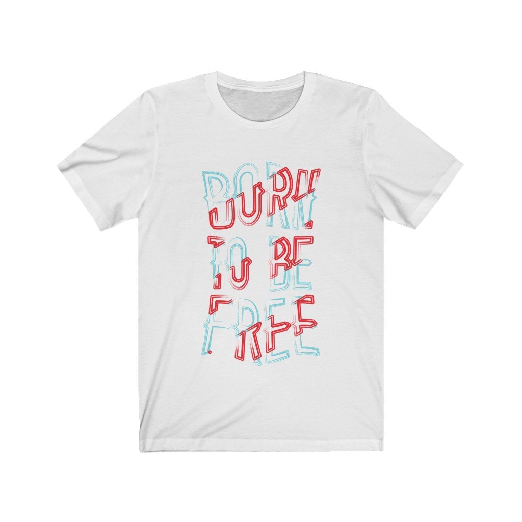 Born to be Free Lettering T-Shirt in soft cotton, featuring bold lettering and a modern retail fit.