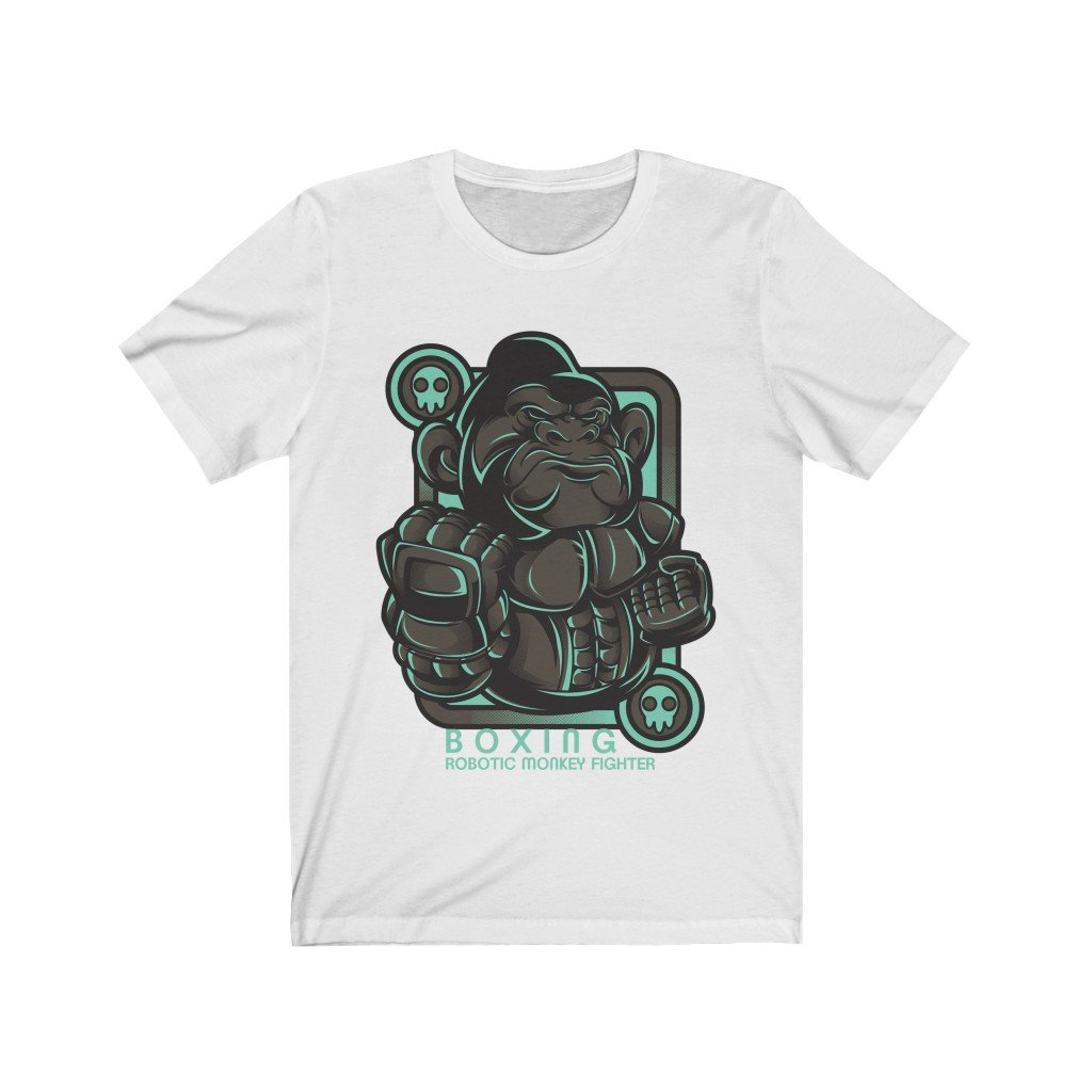 Boxing Monkey Fighter Graphic T-Shirt featuring a playful monkey design in a boxing stance, made from 100% soft cotton.