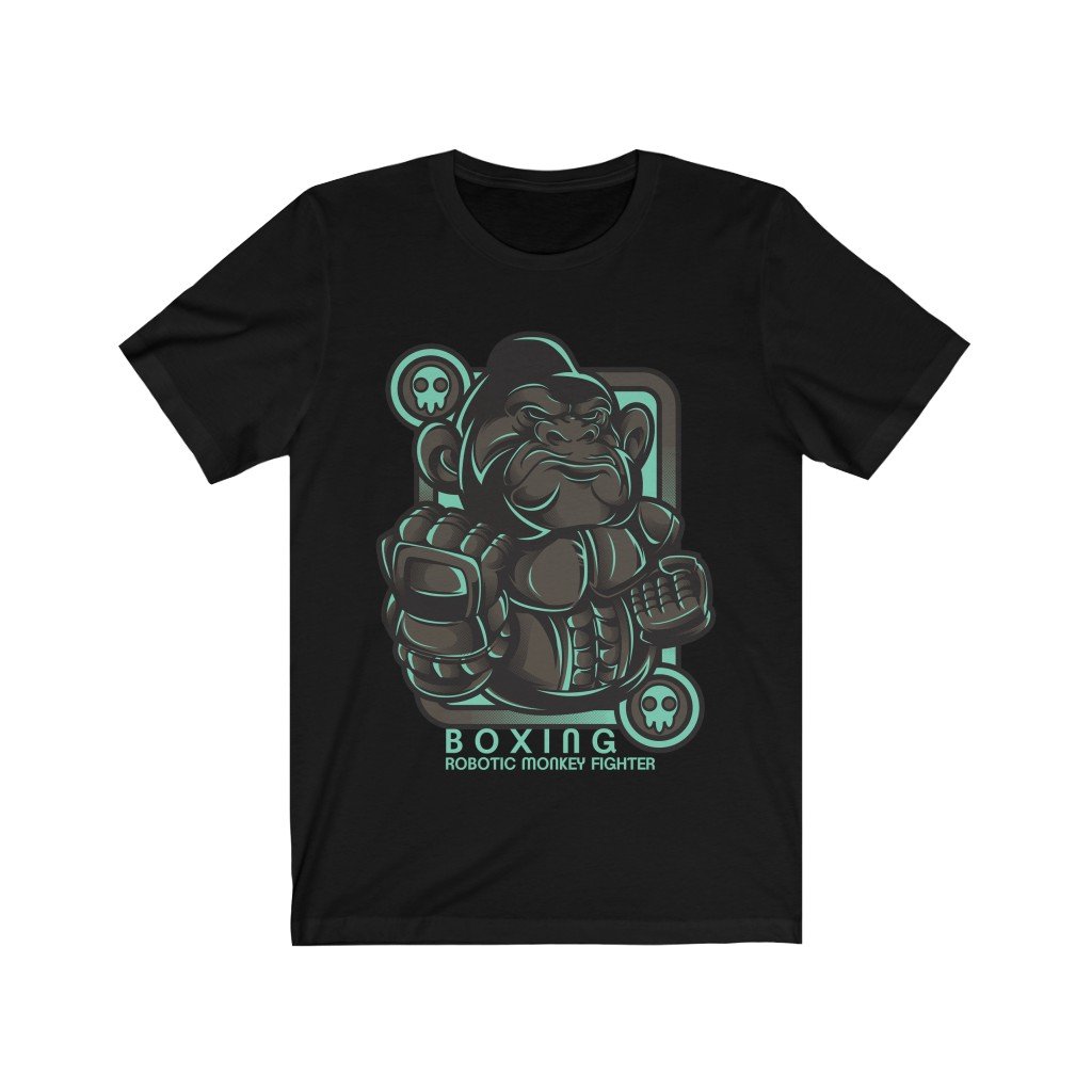 Boxing Monkey Fighter Graphic T-Shirt featuring a playful monkey design in a boxing stance, made from 100% soft cotton.