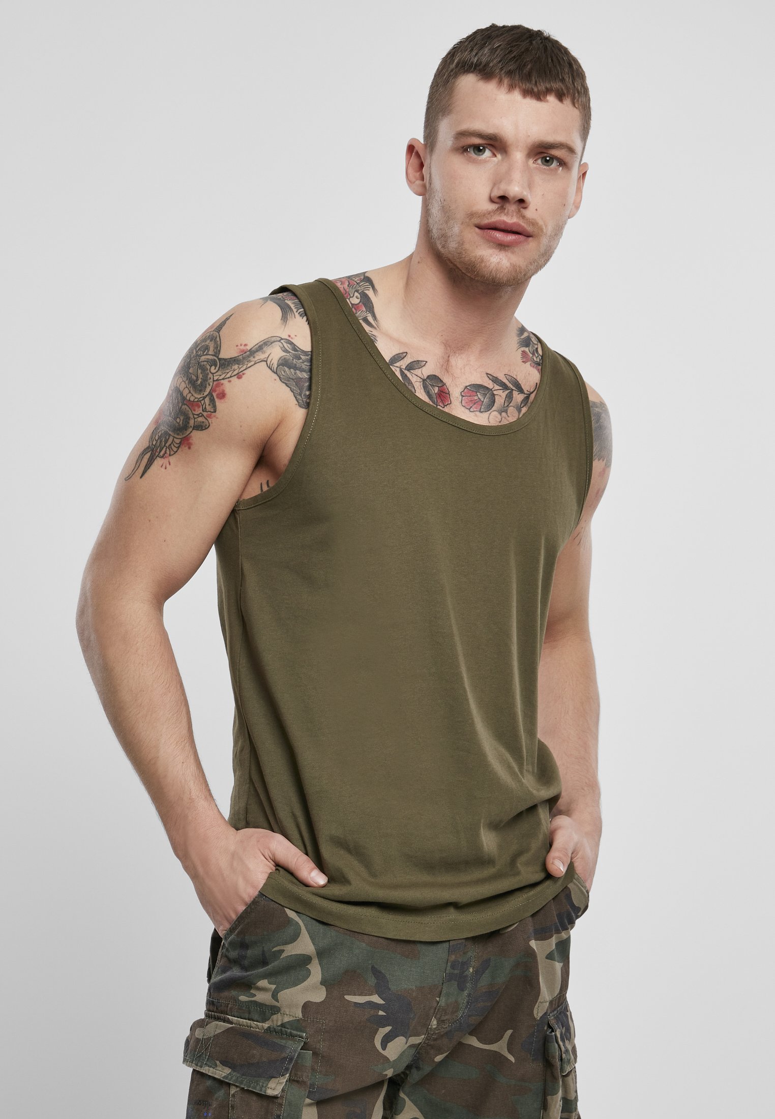 Brandit Tank Top made from 100% cotton, featuring a classic design suitable for casual wear.