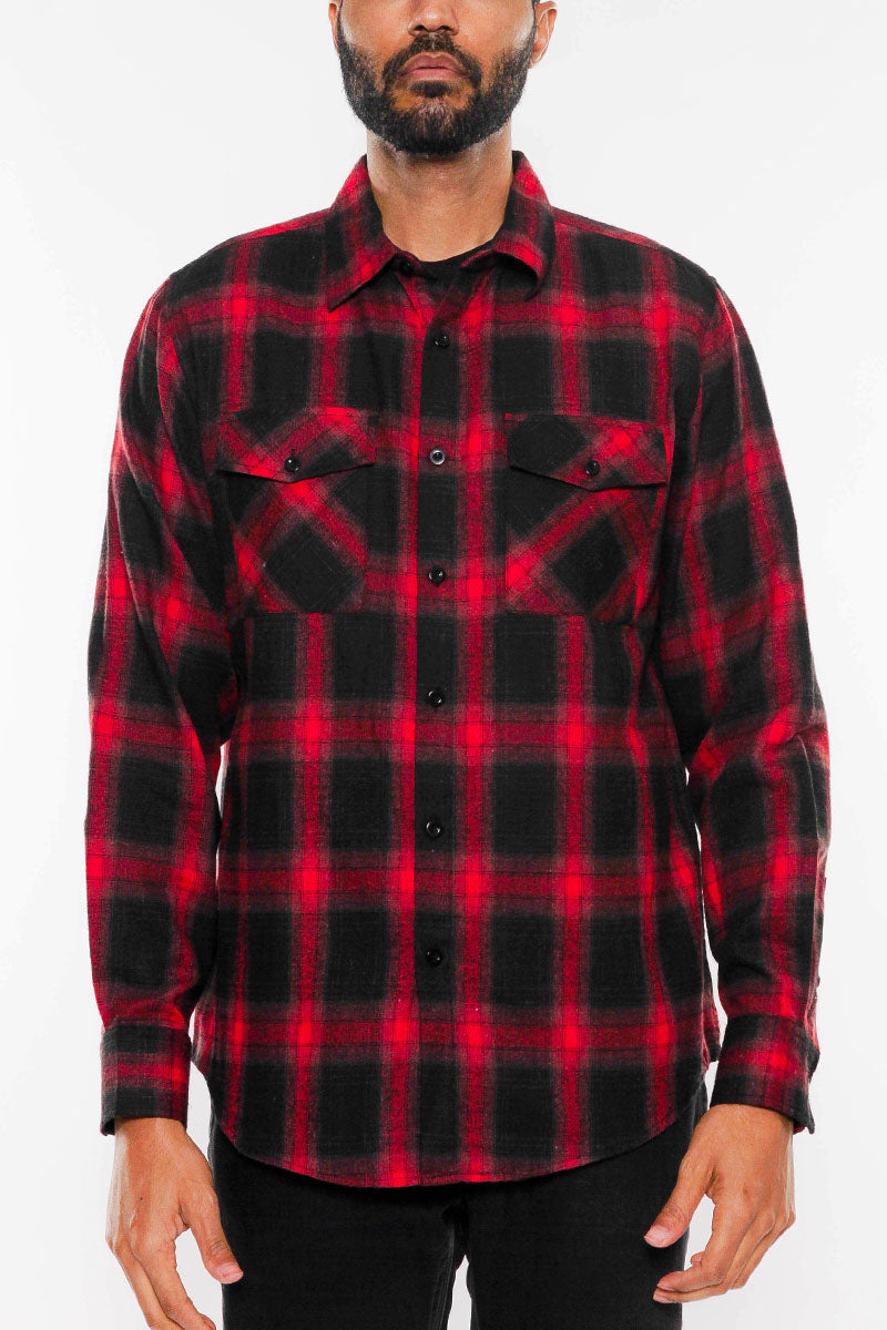 A cozy brushed flannel shirt in a stylish design, featuring chest pockets and button closure, perfect for casual wear.