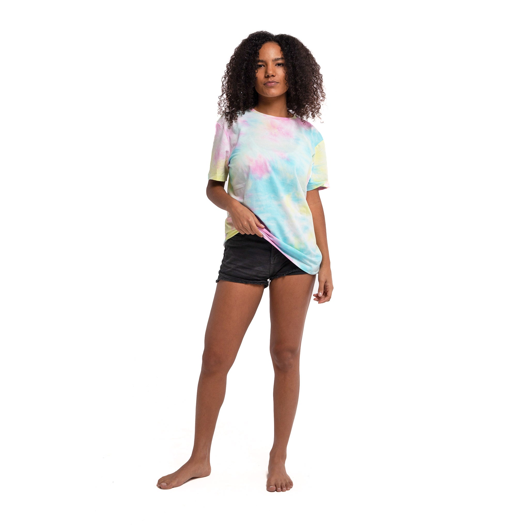 Cali Days Women t-shirt featuring fruits and animals embroidery on the left chest pocket, made from 100% cotton.