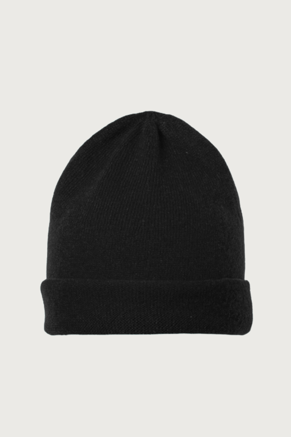 Black knitted beanie hat