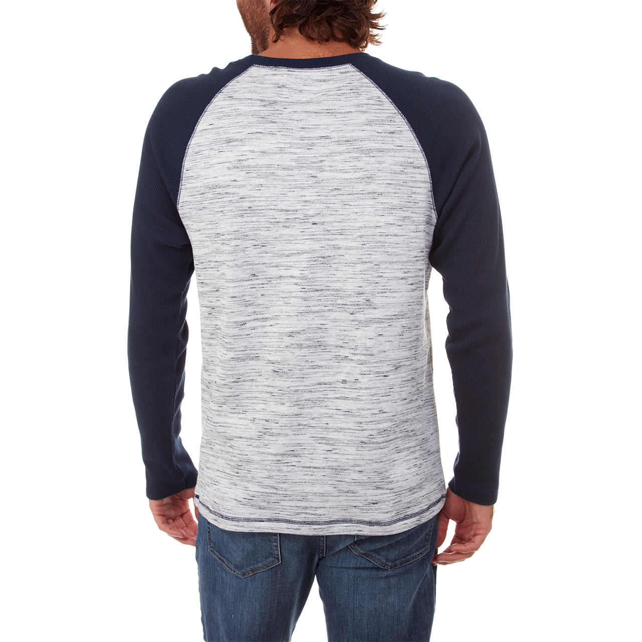 Channing Thermal Crew Neck in Lake Blue, showcasing long sleeves and a comfortable fit, made from eco-friendly materials.