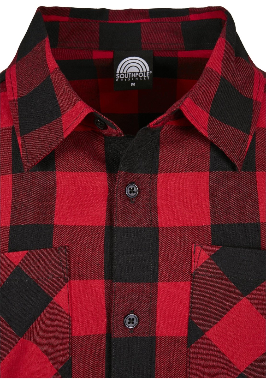 Men's oversized check flannel shirt in cotton with two chest pockets and button placket.