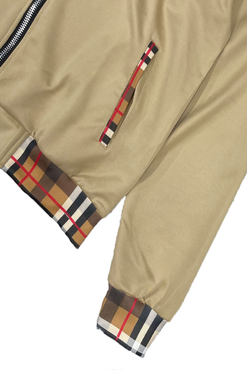 Checkered Detail Track Jacket Set featuring plaid print collar, cuffs, and pockets, full zip design, and elastic waist for comfort.