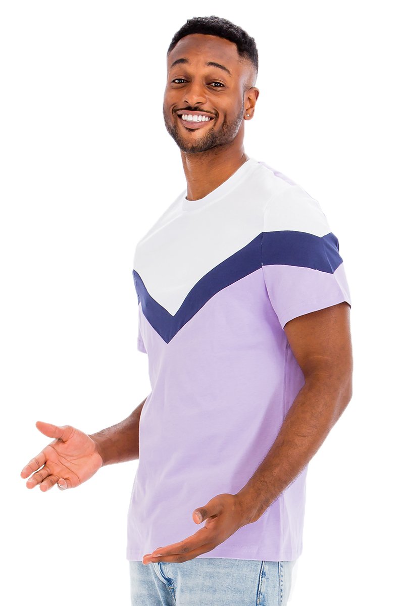 Chevron Colorblock T-shirt in vibrant colors, showcasing a modern design and comfortable fit.