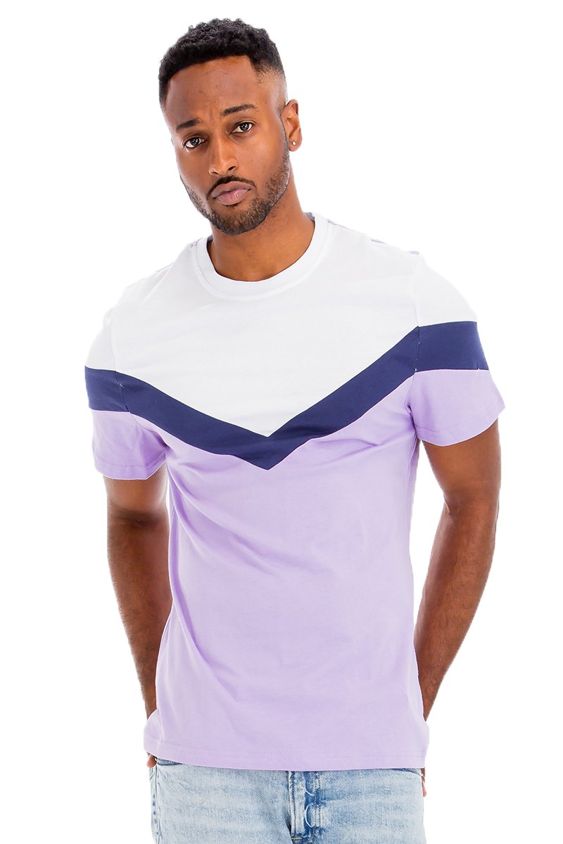 Chevron Colorblock T-shirt in vibrant colors, showcasing a modern design and comfortable fit.