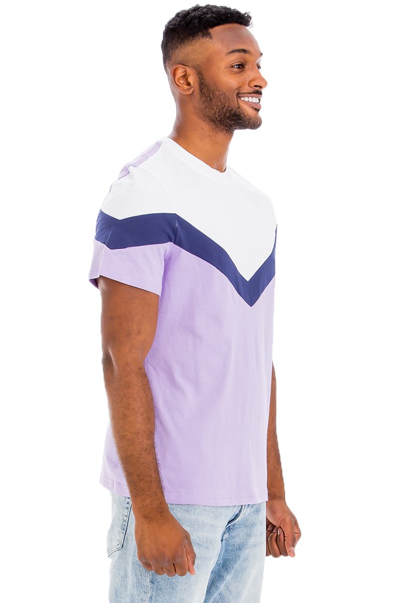 Chevron Colorblock T-shirt in vibrant colors, showcasing a modern design and comfortable fit.