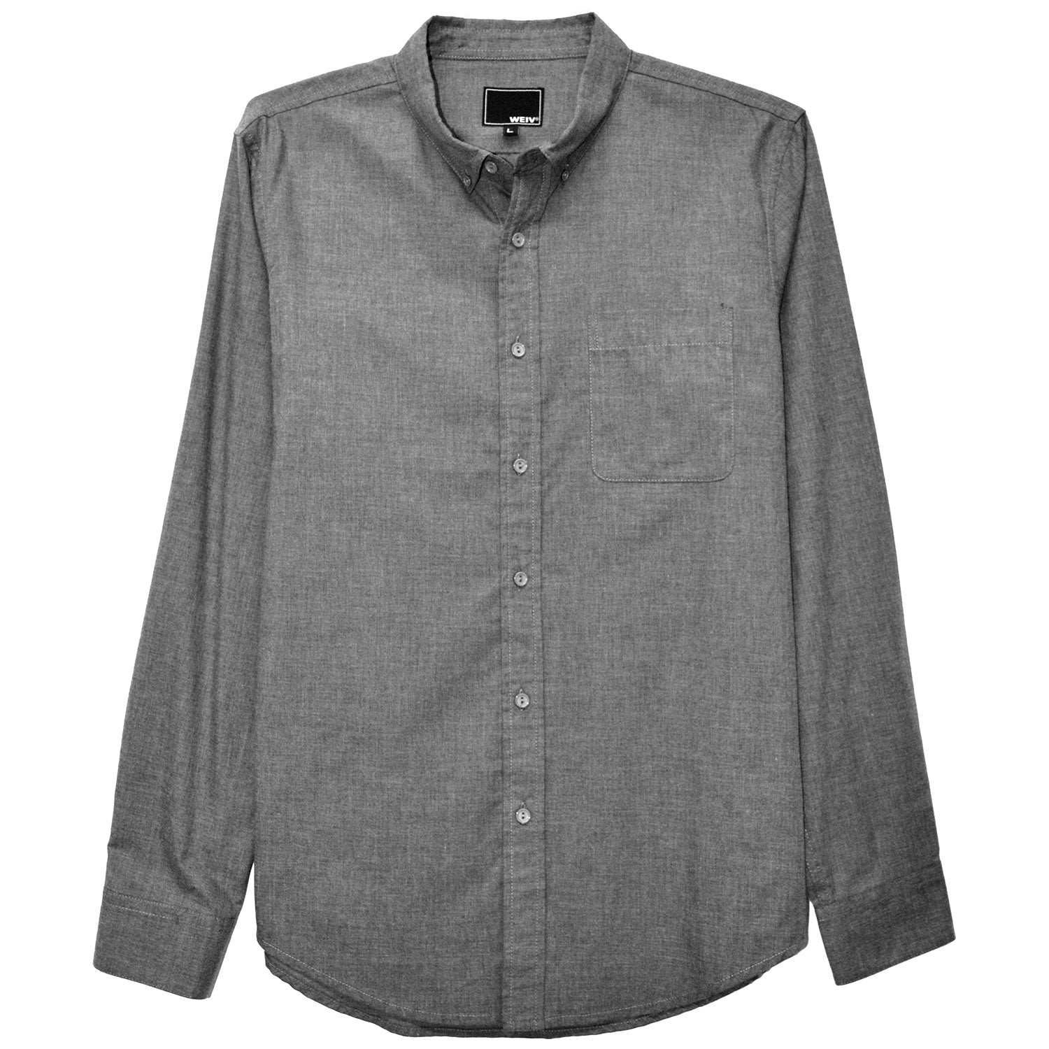 Classic Long Sleeve Shirt with single chest pocket, button-down style, made from cotton and polyester blend, displayed on a model.