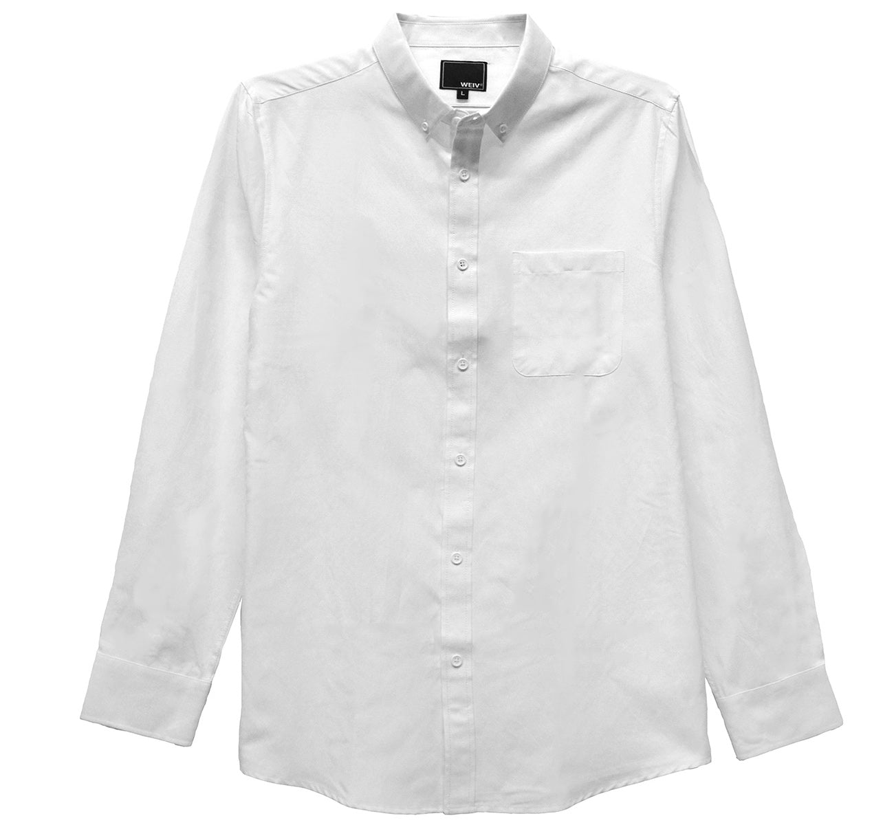 Classic Long Sleeve Shirt with single chest pocket, button-down style, made from cotton and polyester blend, displayed on a model.