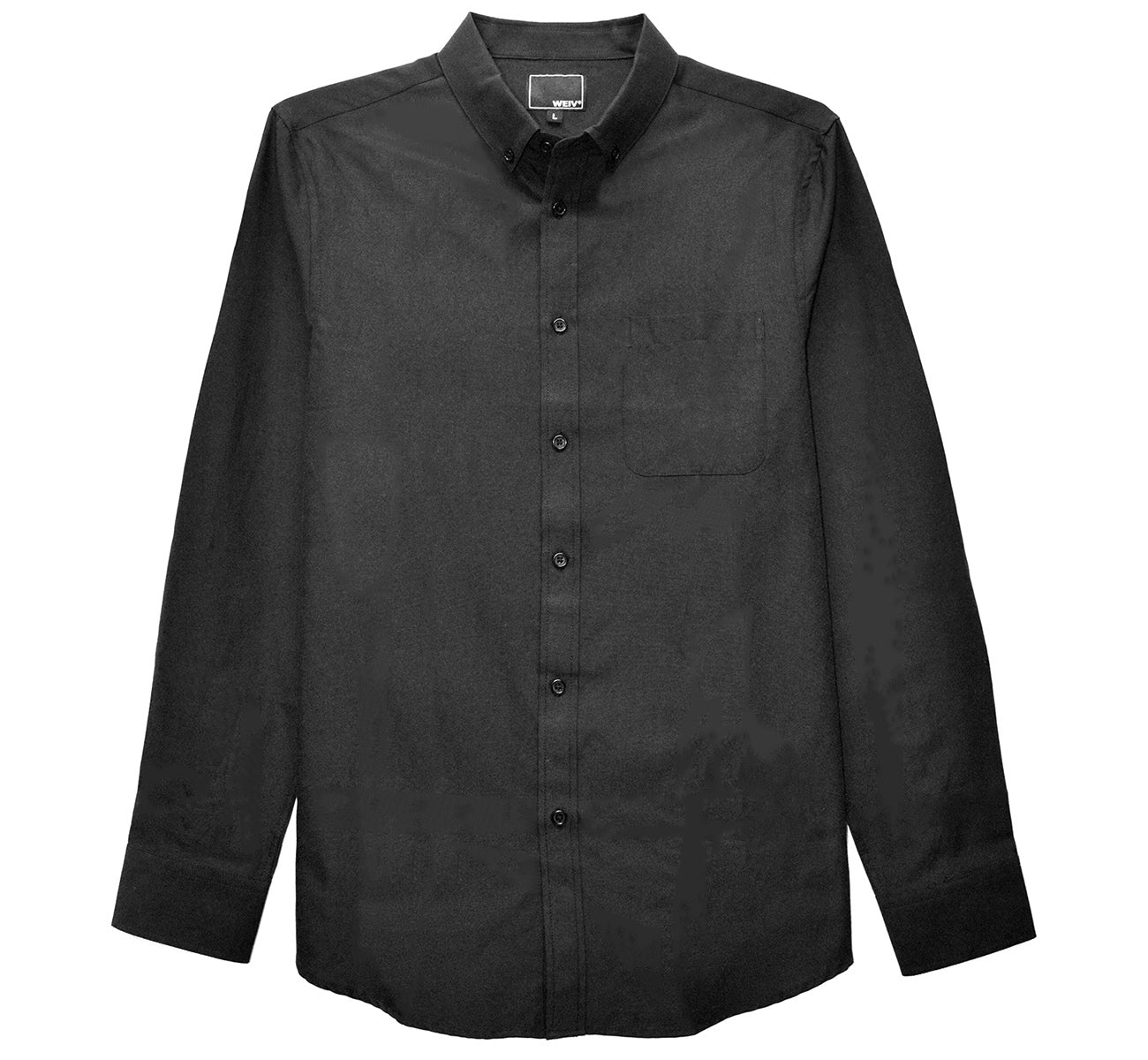 Classic Long Sleeve Shirt with single chest pocket, button-down style, made from cotton and polyester blend, displayed on a model.