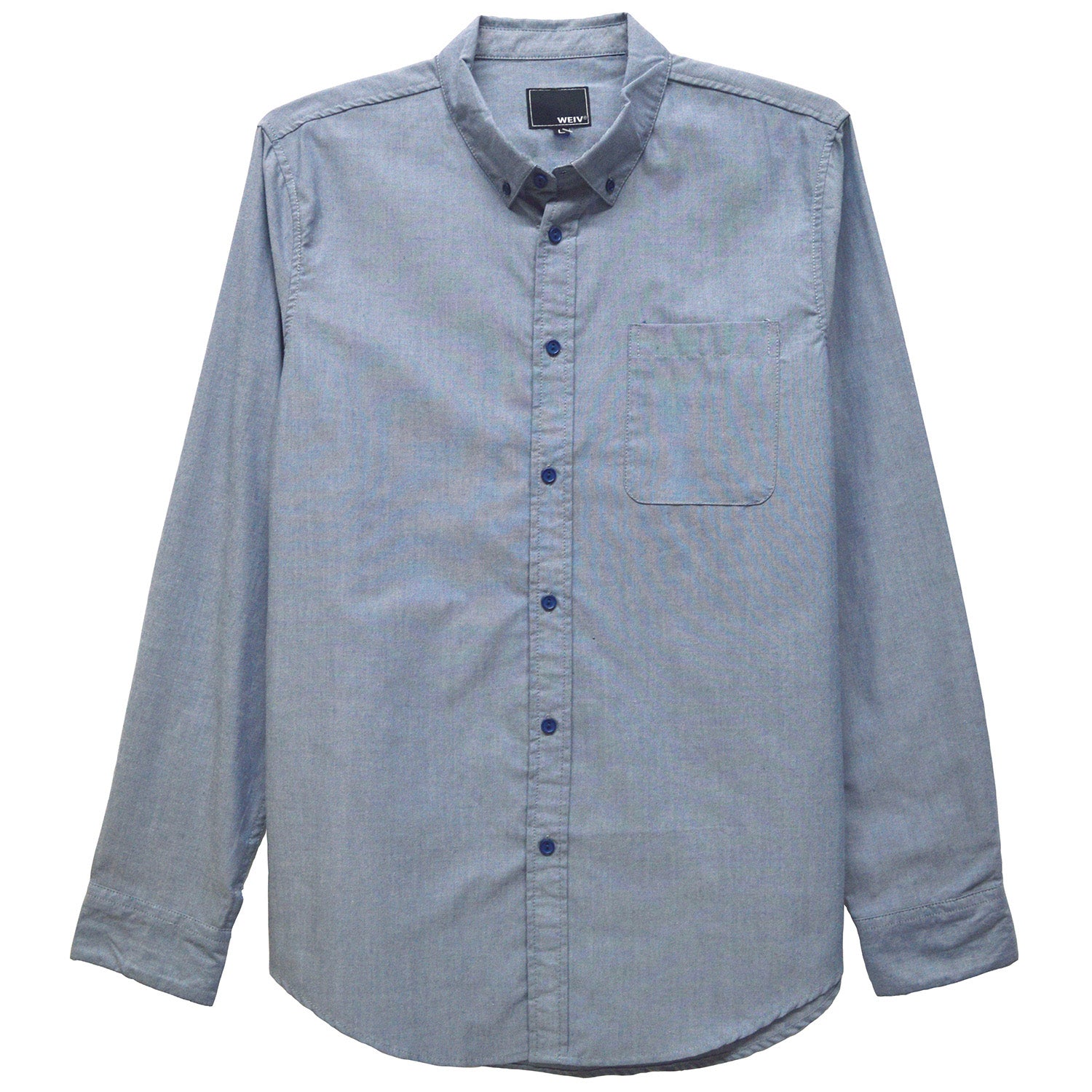 Classic Long Sleeve Shirt with single chest pocket, button-down style, made from cotton and polyester blend, displayed on a model.