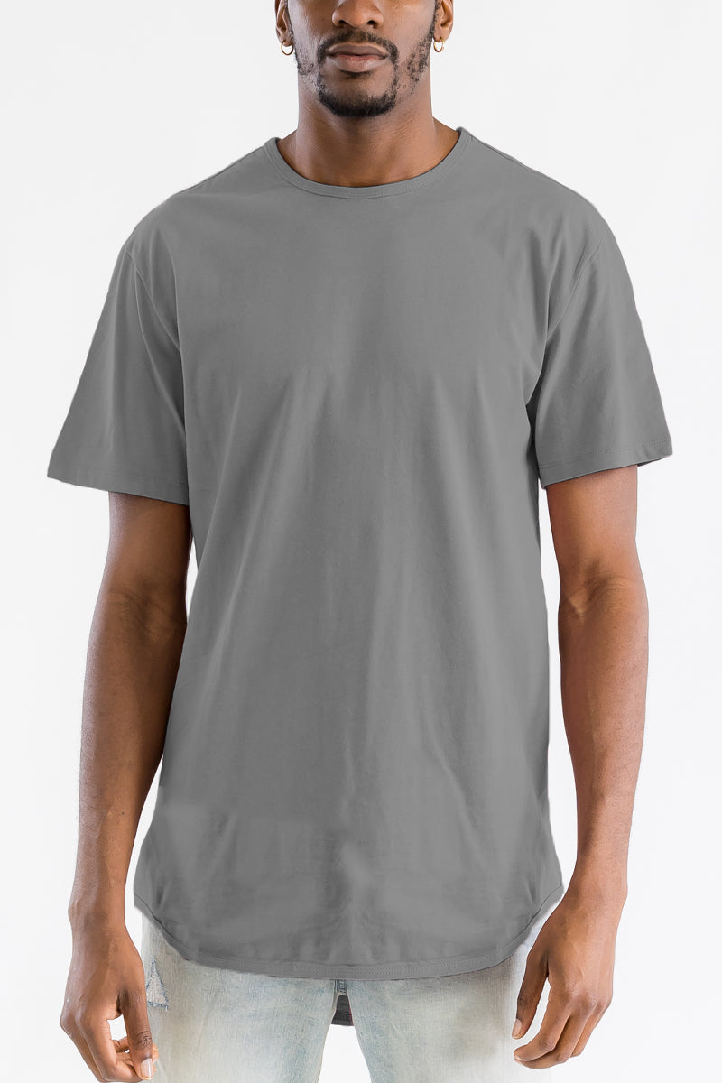 A stylish Classic Scallop Tee featuring a scallop extended rounded edge design, made from 100% cotton, displayed on a mannequin.