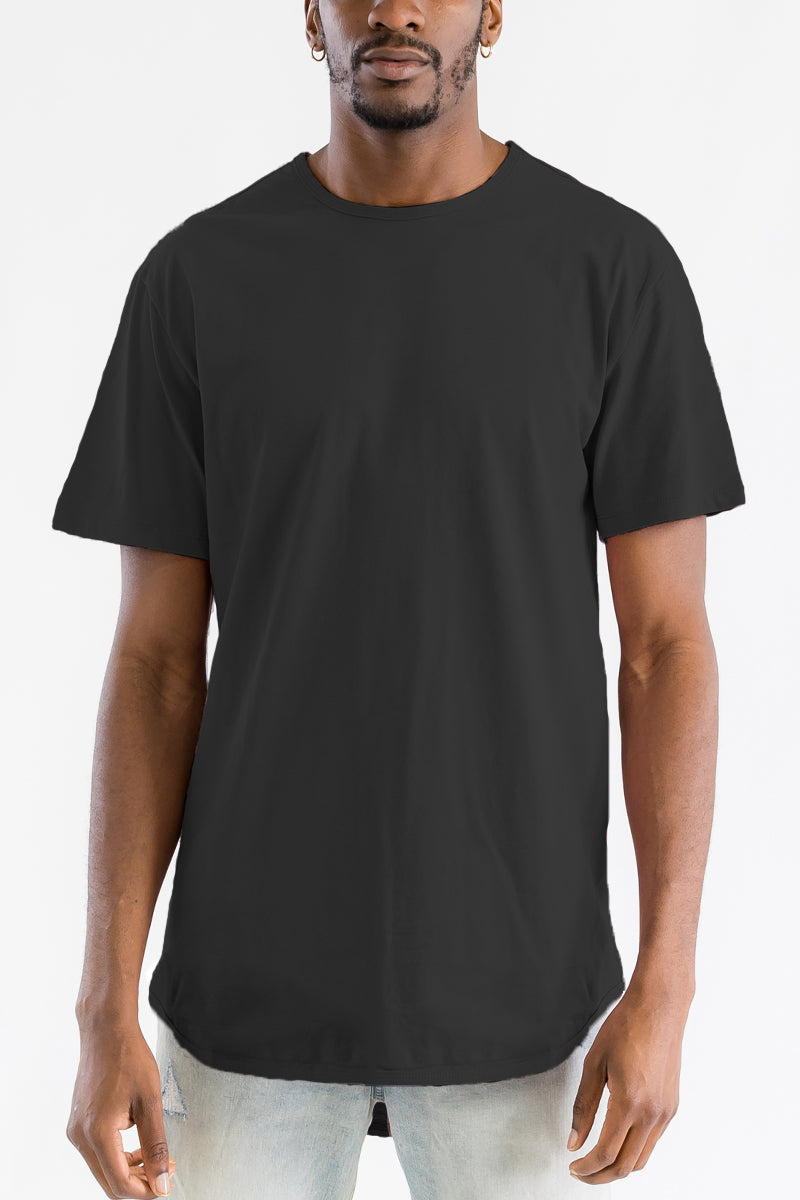 A stylish Classic Scallop Tee featuring a scallop extended rounded edge design, made from 100% cotton, displayed on a mannequin.