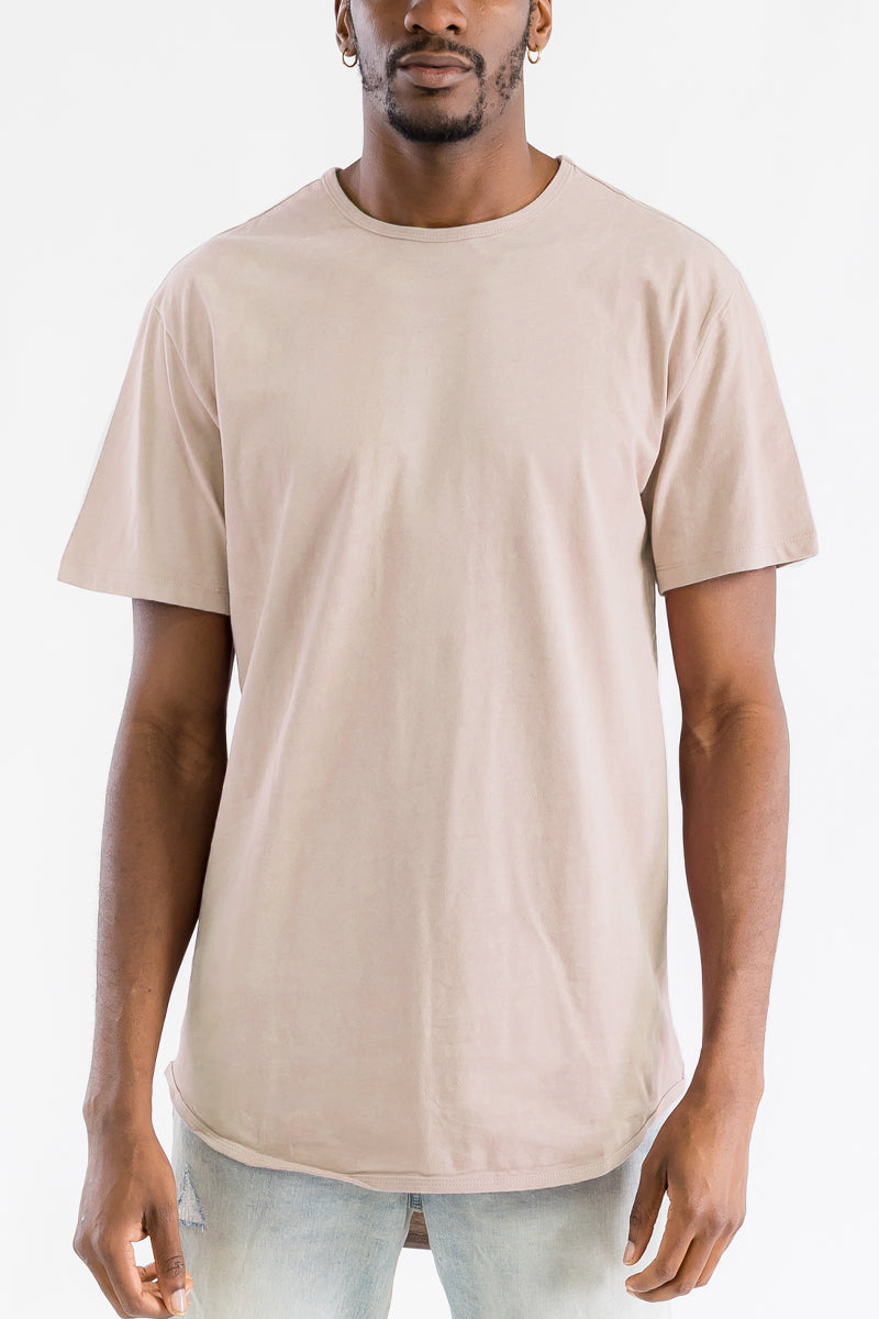 A stylish Classic Scallop Tee featuring a scallop extended rounded edge design, made from 100% cotton, displayed on a mannequin.