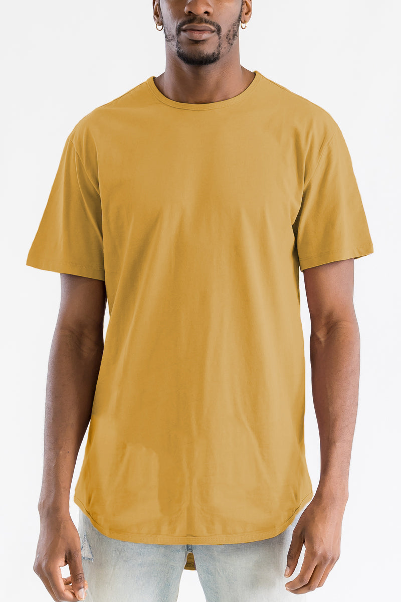 A stylish Classic Scallop Tee featuring a scallop extended rounded edge design, made from 100% cotton, displayed on a mannequin.