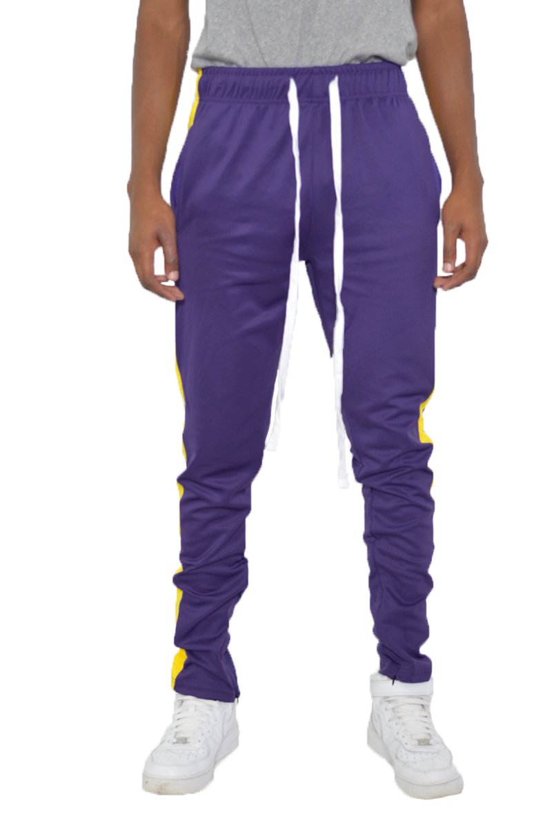 Classic Slim Fit Track Pants featuring a sleek design, single stripe detail, and hidden ankle zippers, perfect for active lifestyles.