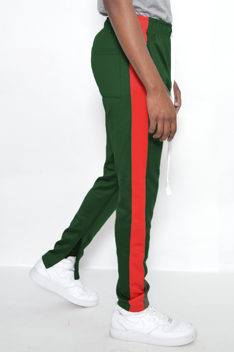 Classic Slim Fit Track Pants featuring a sleek design with single stripe detail and hidden ankle zippers, perfect for athletic and casual wear.