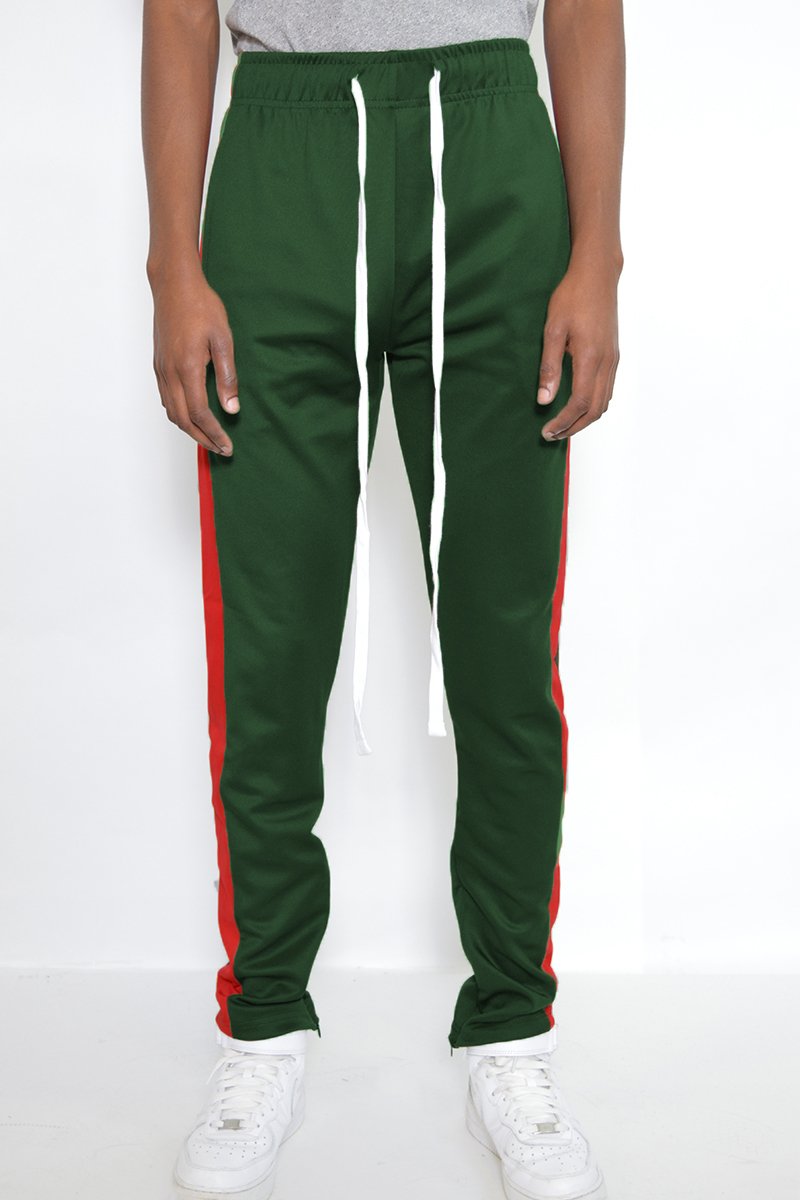 Classic Slim Fit Track Pants featuring a sleek design with single stripe detail and hidden ankle zippers, perfect for athletic and casual wear.