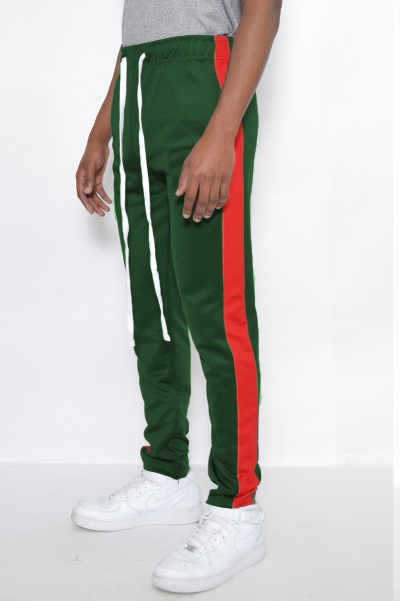 Classic Slim Fit Track Pants featuring a sleek design with single stripe detail and hidden ankle zippers, perfect for athletic and casual wear.