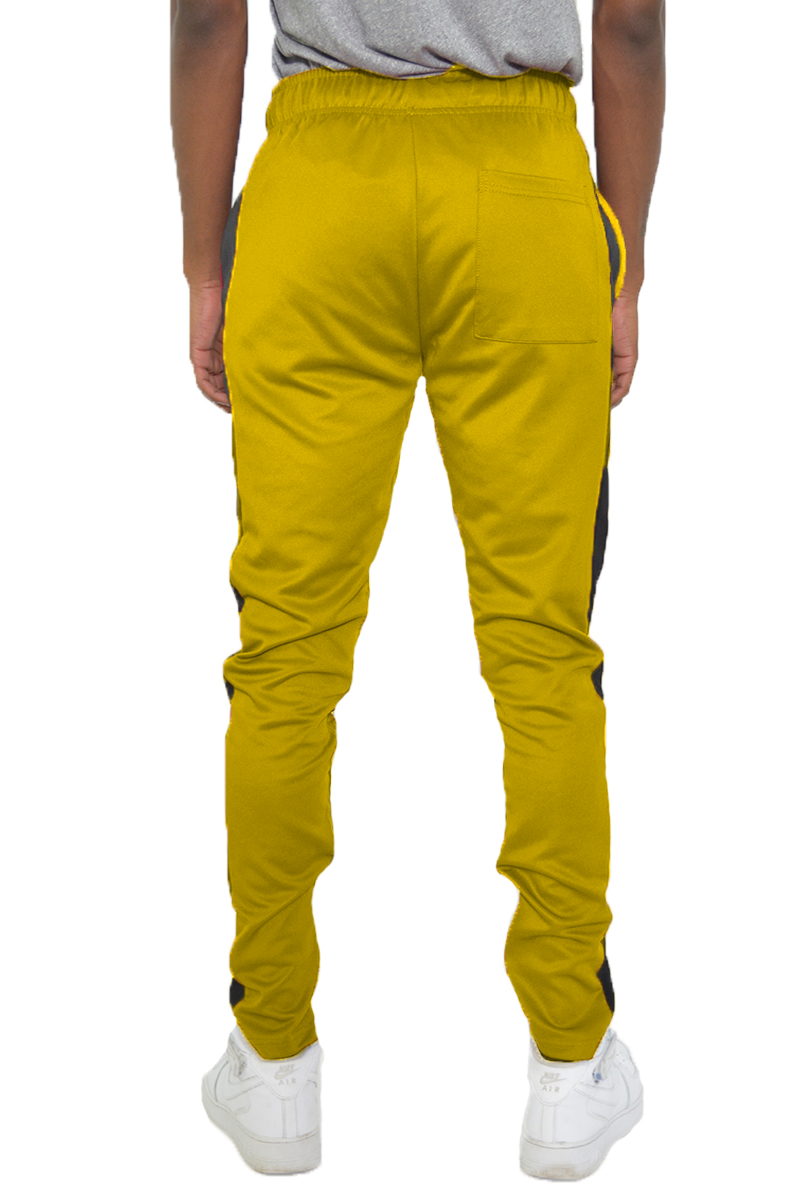 Classic Slim Fit Track Pants with single stripe detail and hidden zippers, perfect for active lifestyles.