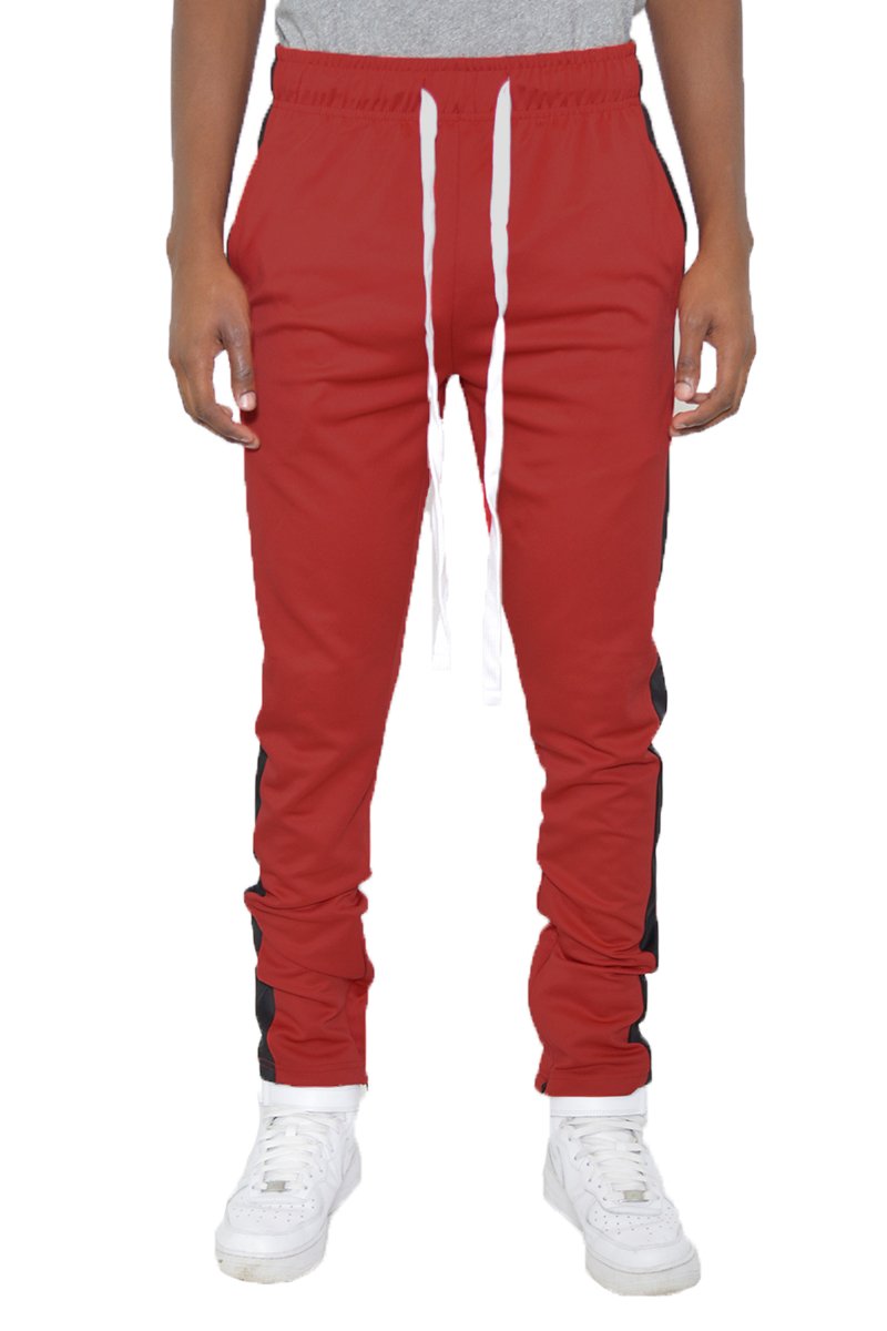 Classic Slim Fit Track Pants featuring a single stripe detail and hidden ankle zipper, designed for comfort and style.