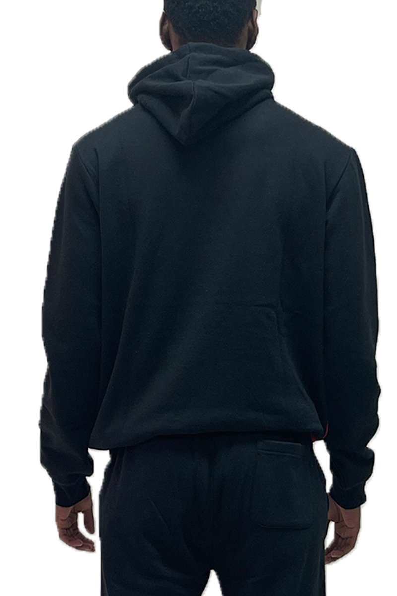 A stylish Color Block Pullover Hoodie featuring a drawstring hood, elastic ribbed waist, and cuffs, perfect for casual wear.